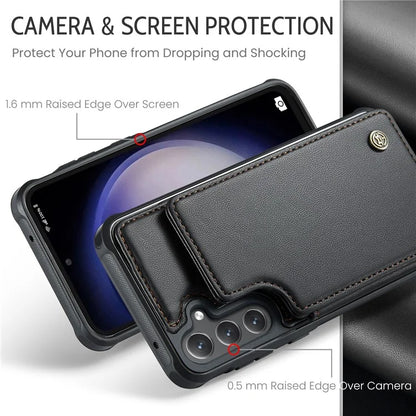 CASEME C22 Series for Samsung Galaxy S23 FE Case Litchi Texture RFID Blocking Kickstand Cover