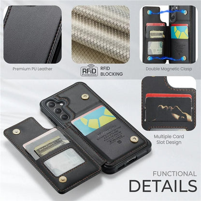 CASEME C22 Series for Samsung Galaxy S23 FE Case Litchi Texture RFID Blocking Kickstand Cover
