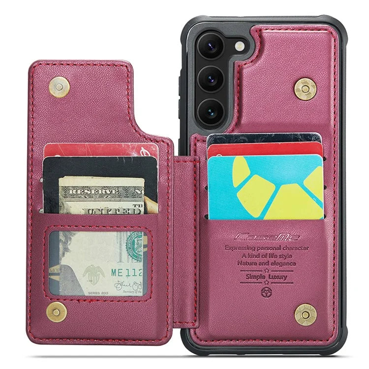 CASEME C22 Series for Samsung Galaxy S23+ Case Litchi Texture Kickstand RFID Blocking Phone Protector