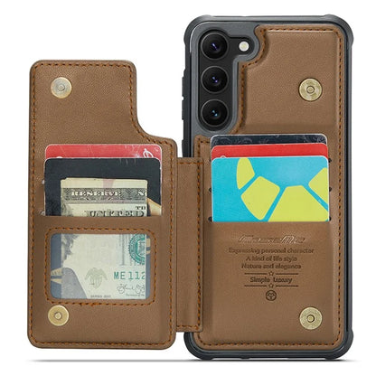 CASEME C22 Series for Samsung Galaxy S23+ Case Litchi Texture Kickstand RFID Blocking Phone Protector