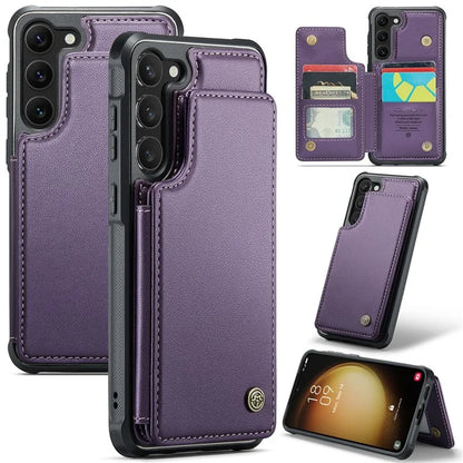 CASEME C22 Series for Samsung Galaxy S23+ Case Litchi Texture Kickstand RFID Blocking Phone Protector
