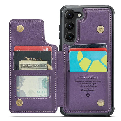 CASEME C22 Series for Samsung Galaxy S23+ Case Litchi Texture Kickstand RFID Blocking Phone Protector
