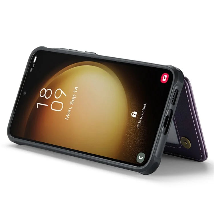 CASEME C22 Series for Samsung Galaxy S23+ Case Litchi Texture Kickstand RFID Blocking Phone Protector