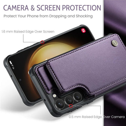 CASEME C22 Series for Samsung Galaxy S23+ Case Litchi Texture Kickstand RFID Blocking Phone Protector