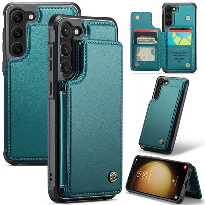 CASEME C22 Series for Samsung Galaxy S23+ Case Litchi Texture Kickstand RFID Blocking Phone Protector