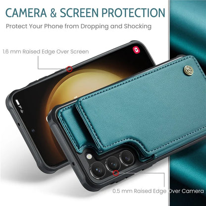 CASEME C22 Series for Samsung Galaxy S23+ Case Litchi Texture Kickstand RFID Blocking Phone Protector
