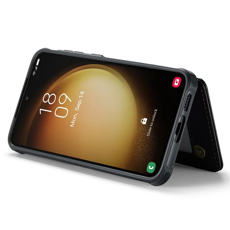 CASEME C22 Series for Samsung Galaxy S23+ Case Litchi Texture Kickstand RFID Blocking Phone Protector