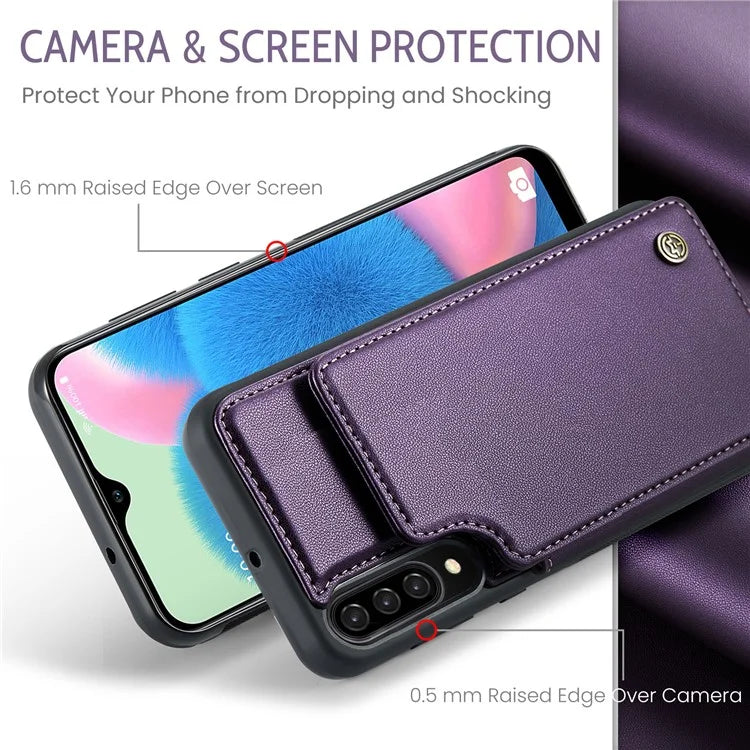 CASEME C22 Series for Samsung Galaxy A50 Case TPU+PU Leather Litchi Texture Kickstand Cover