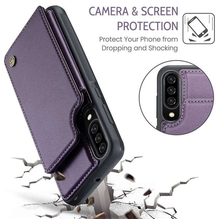CASEME C22 Series for Samsung Galaxy A50 Case TPU+PU Leather Litchi Texture Kickstand Cover
