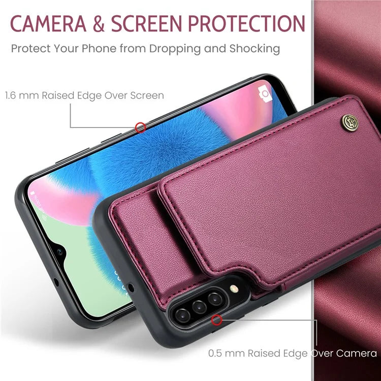 CASEME C22 Series for Samsung Galaxy A50 Case TPU+PU Leather Litchi Texture Kickstand Cover