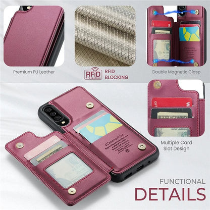 CASEME C22 Series for Samsung Galaxy A50 Case TPU+PU Leather Litchi Texture Kickstand Cover