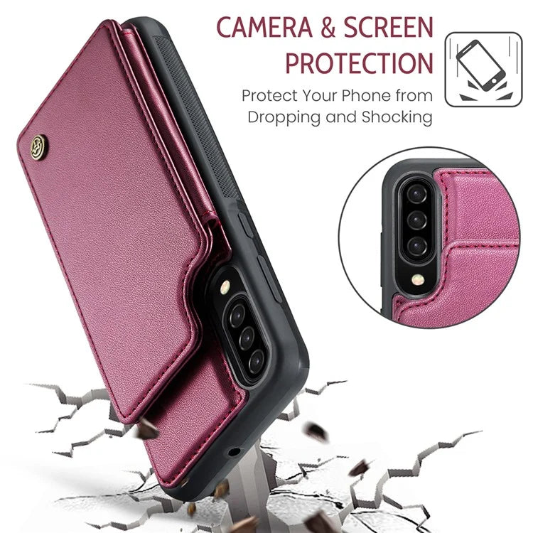 CASEME C22 Series for Samsung Galaxy A50 Case TPU+PU Leather Litchi Texture Kickstand Cover
