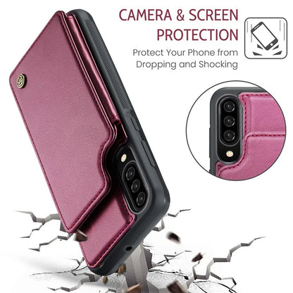CASEME C22 Series for Samsung Galaxy A50 Case TPU+PU Leather Litchi Texture Kickstand Cover