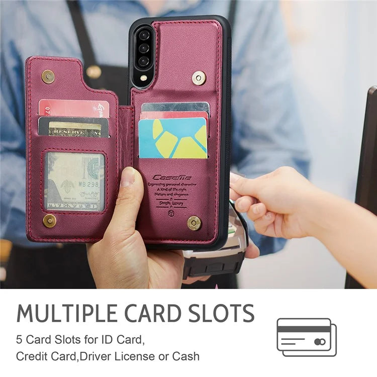 CASEME C22 Series for Samsung Galaxy A50 Case TPU+PU Leather Litchi Texture Kickstand Cover