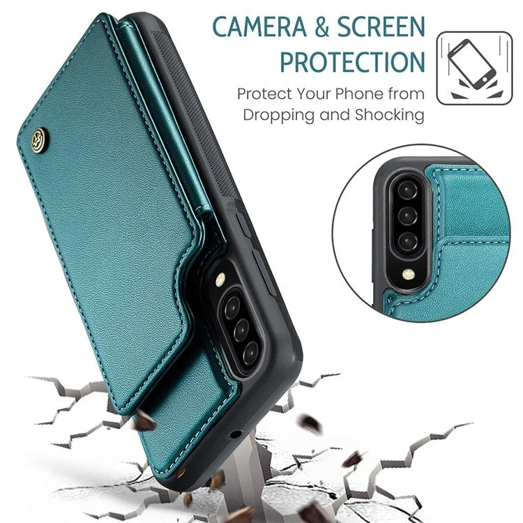 CASEME C22 Series for Samsung Galaxy A50 Case TPU+PU Leather Litchi Texture Kickstand Cover