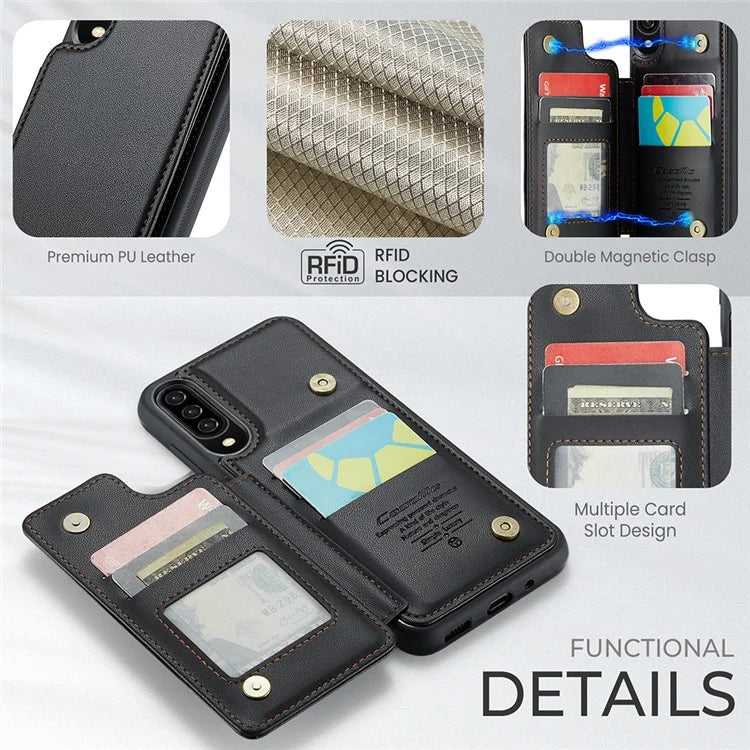 CASEME C22 Series for Samsung Galaxy A50 Case TPU+PU Leather Litchi Texture Kickstand Cover