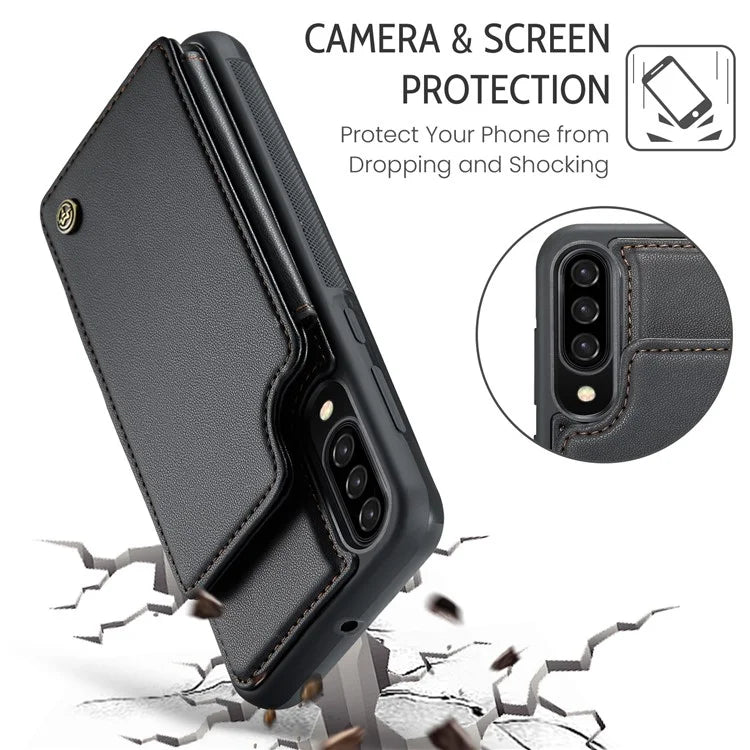 CASEME C22 Series for Samsung Galaxy A50 Case TPU+PU Leather Litchi Texture Kickstand Cover