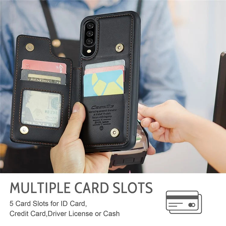 CASEME C22 Series for Samsung Galaxy A50 Case TPU+PU Leather Litchi Texture Kickstand Cover