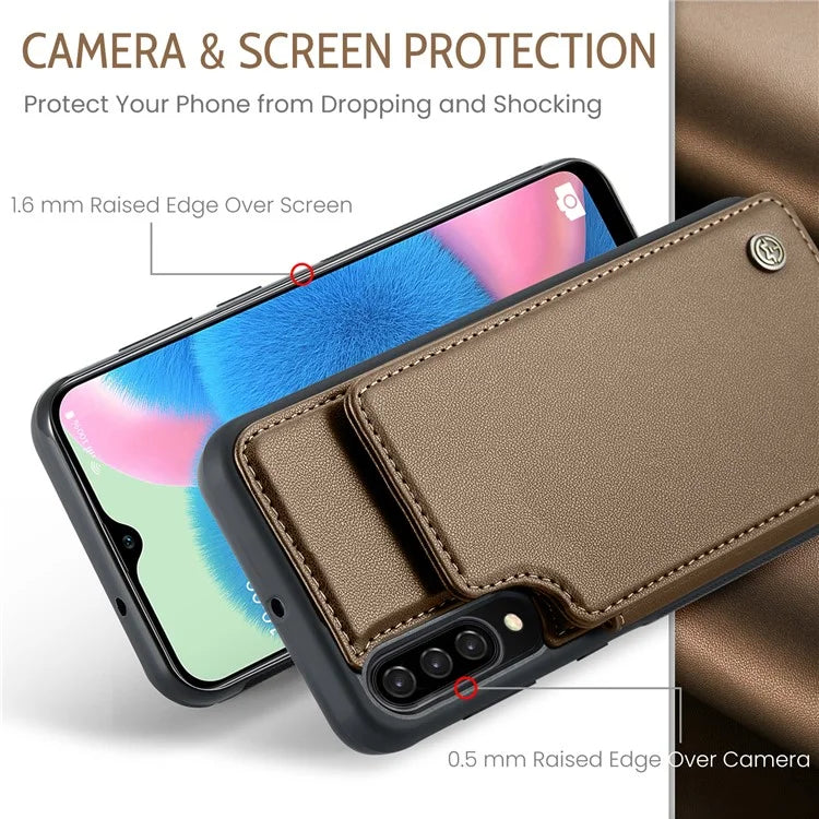 CASEME C22 Series for Samsung Galaxy A50 Case TPU+PU Leather Litchi Texture Kickstand Cover