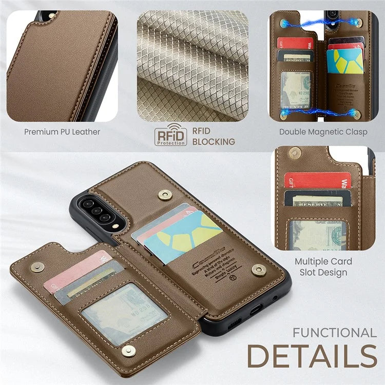 CASEME C22 Series for Samsung Galaxy A50 Case TPU+PU Leather Litchi Texture Kickstand Cover