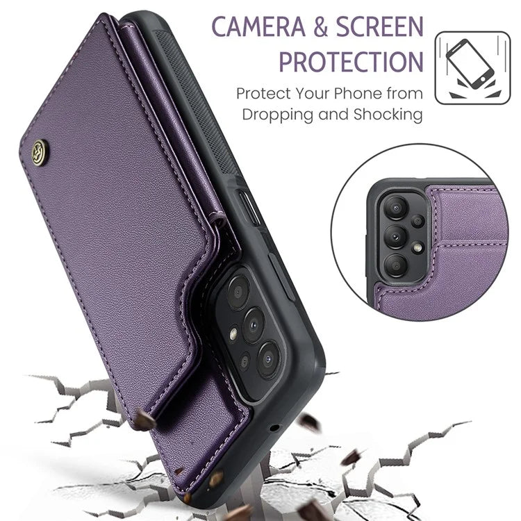CASEME C22 Series for Samsung Galaxy A13 4G Case Glossy RFID Blocking Phone Shell with Card Holder