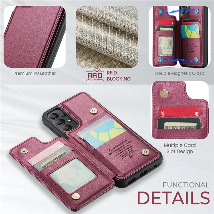CASEME C22 Series for Samsung Galaxy A13 4G Case Glossy RFID Blocking Phone Shell with Card Holder