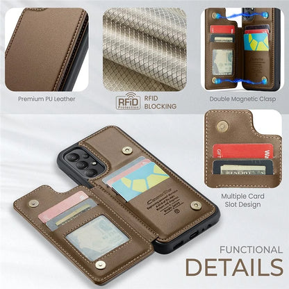 CASEME C22 Series for Samsung Galaxy A13 4G Case Glossy RFID Blocking Phone Shell with Card Holder