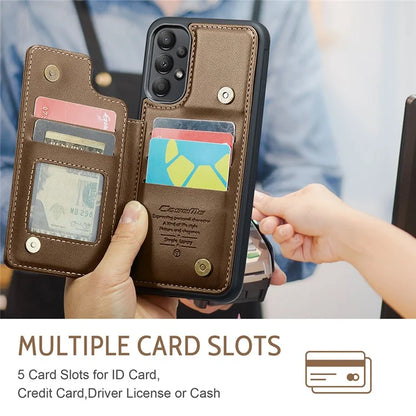 CASEME C22 Series for Samsung Galaxy A13 4G Case Glossy RFID Blocking Phone Shell with Card Holder
