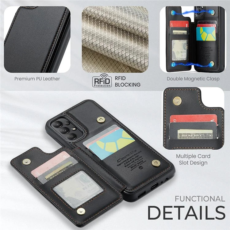 CASEME C22 Series for Samsung Galaxy A13 4G Case Glossy RFID Blocking Phone Shell with Card Holder