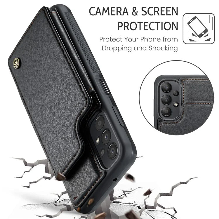 CASEME C22 Series for Samsung Galaxy A13 4G Case Glossy RFID Blocking Phone Shell with Card Holder