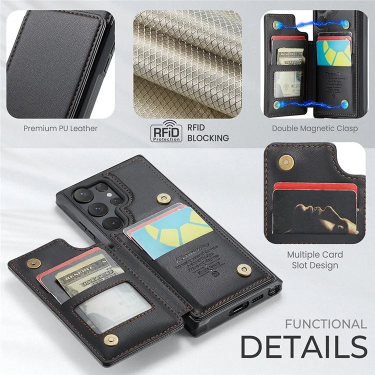 CASEME C22 Series for Samsung Galaxy S23 Ultra Case RFID Blocking Kickstand Smart Phone Protector