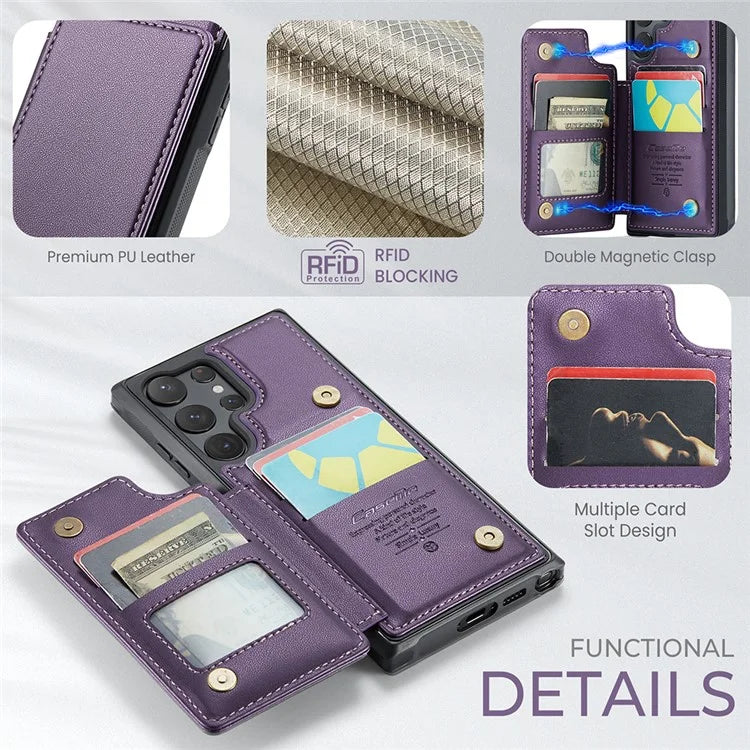 CASEME C22 Series for Samsung Galaxy S23 Ultra Case RFID Blocking Kickstand Smart Phone Protector