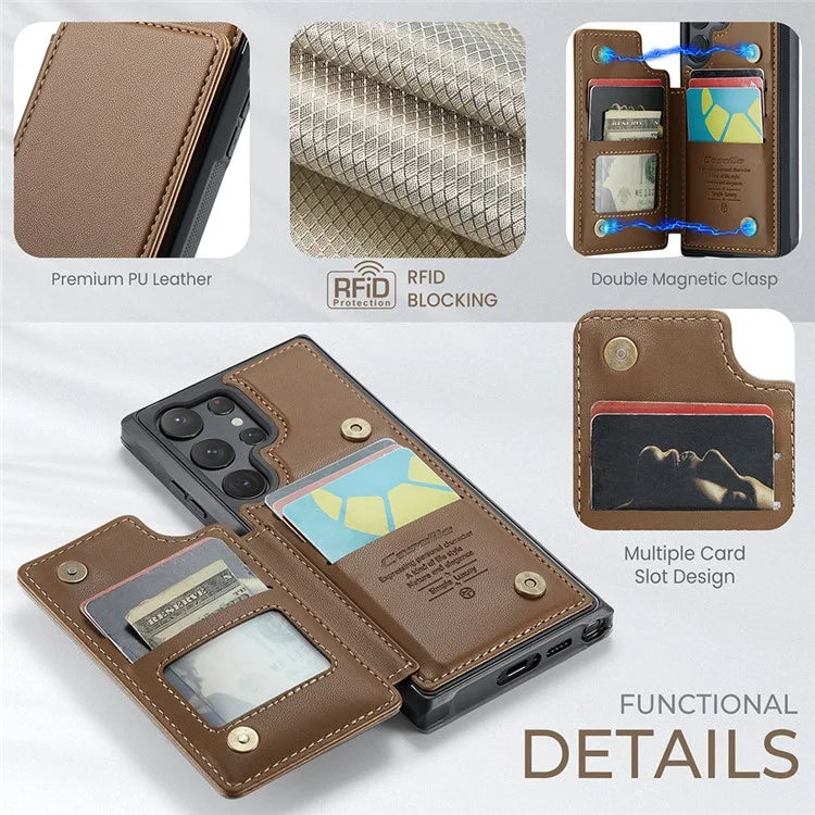 CASEME C22 Series for Samsung Galaxy S23 Ultra Case RFID Blocking Kickstand Smart Phone Protector