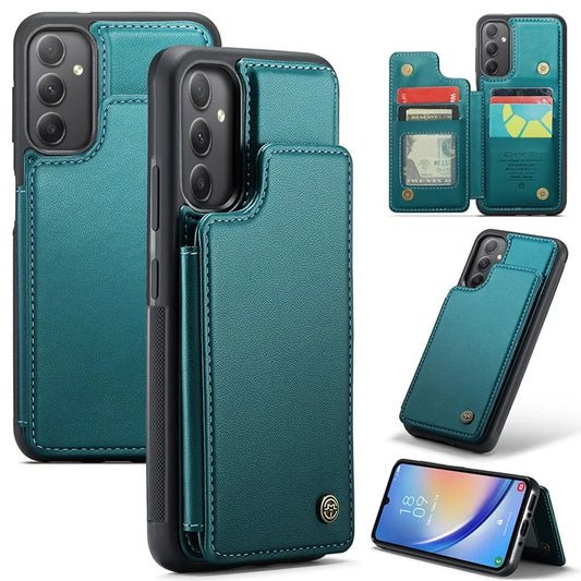 CASEME C22 Series For Samsung Galaxy A34 5G Case Glossy RFID Blocking Leather Phone Cover