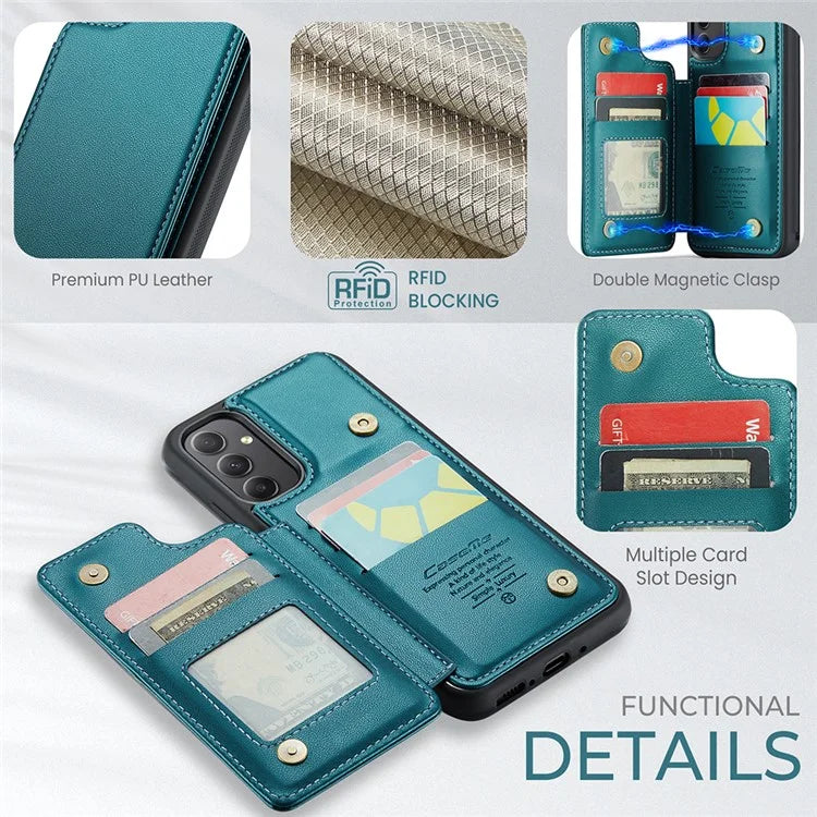 CASEME C22 Series For Samsung Galaxy A34 5G Case Glossy RFID Blocking Leather Phone Cover