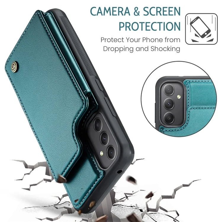 CASEME C22 Series For Samsung Galaxy A34 5G Case Glossy RFID Blocking Leather Phone Cover