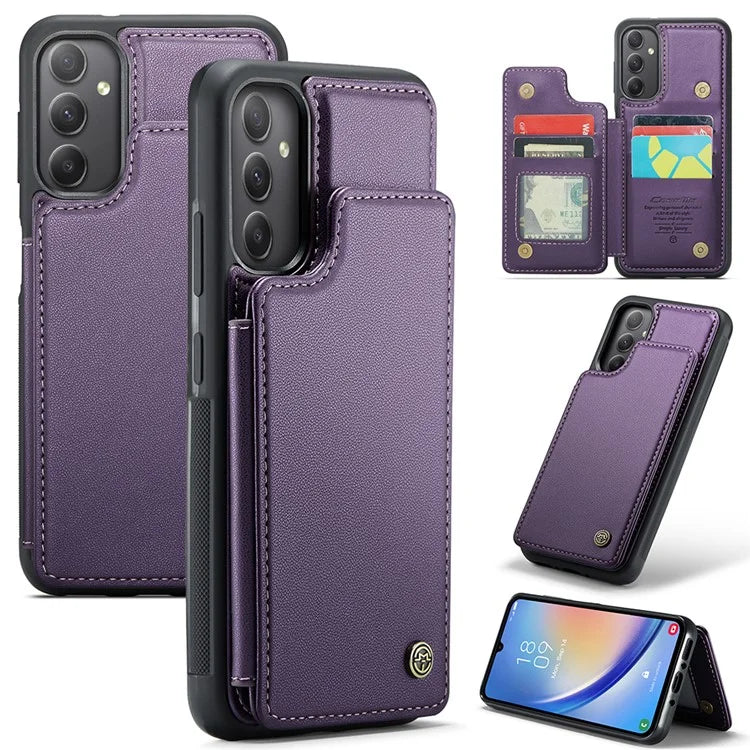 CASEME C22 Series For Samsung Galaxy A34 5G Case Glossy RFID Blocking Leather Phone Cover