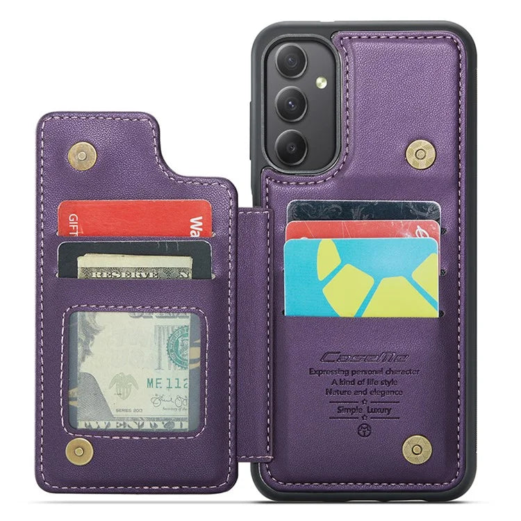 CASEME C22 Series For Samsung Galaxy A34 5G Case Glossy RFID Blocking Leather Phone Cover