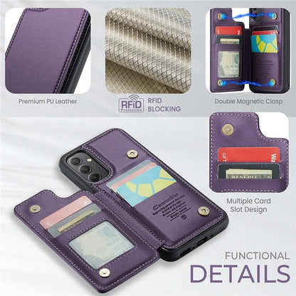 CASEME C22 Series For Samsung Galaxy A34 5G Case Glossy RFID Blocking Leather Phone Cover