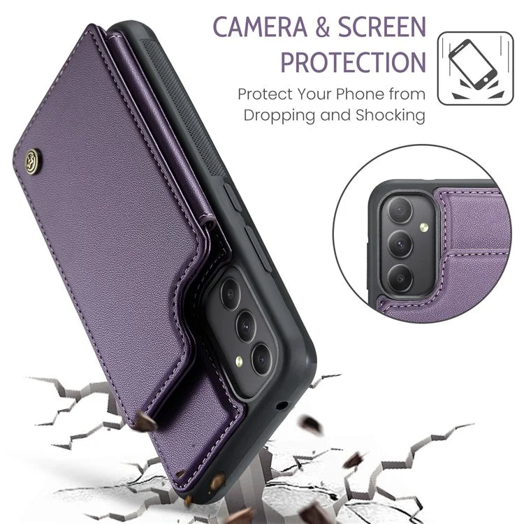 CASEME C22 Series For Samsung Galaxy A34 5G Case Glossy RFID Blocking Leather Phone Cover