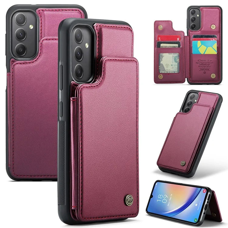 CASEME C22 Series For Samsung Galaxy A34 5G Case Glossy RFID Blocking Leather Phone Cover