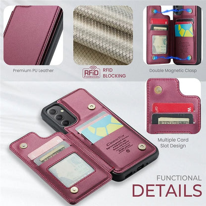 CASEME C22 Series For Samsung Galaxy A34 5G Case Glossy RFID Blocking Leather Phone Cover
