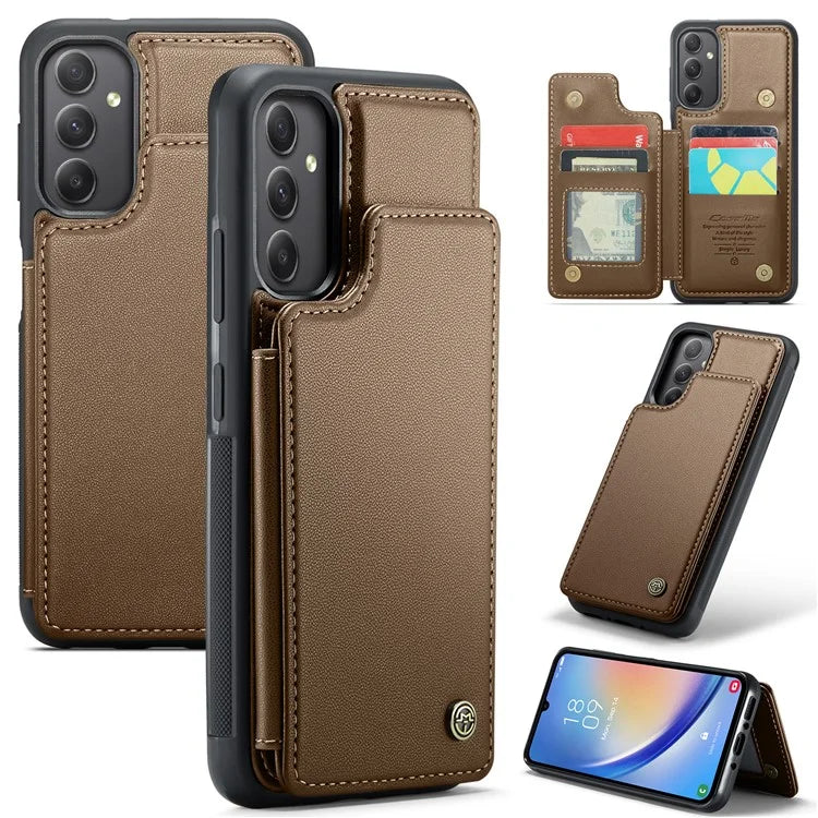 CASEME C22 Series For Samsung Galaxy A34 5G Case Glossy RFID Blocking Leather Phone Cover