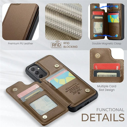 CASEME C22 Series For Samsung Galaxy A34 5G Case Glossy RFID Blocking Leather Phone Cover