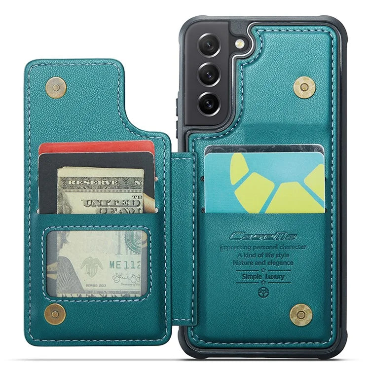 CASEME C22 Series for Samsung Galaxy S21 FE 5G Case RFID Blocking 4 Card Slots Phone Protective Cover