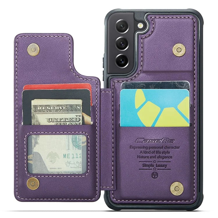 CASEME C22 Series for Samsung Galaxy S21 FE 5G Case RFID Blocking 4 Card Slots Phone Protective Cover