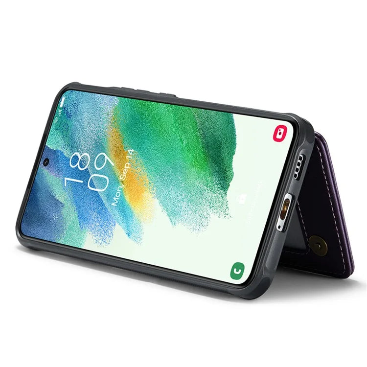CASEME C22 Series for Samsung Galaxy S21 FE 5G Case RFID Blocking 4 Card Slots Phone Protective Cover
