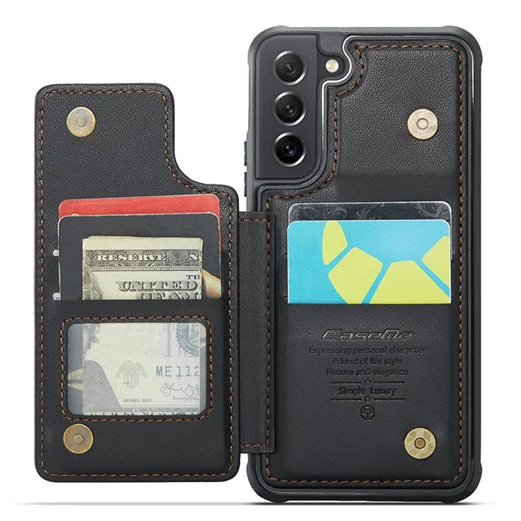 CASEME C22 Series for Samsung Galaxy S21 FE 5G Case RFID Blocking 4 Card Slots Phone Protective Cover