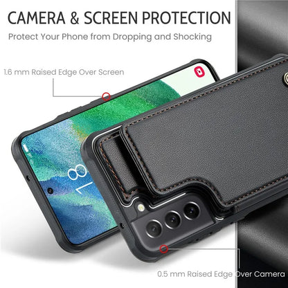 CASEME C22 Series for Samsung Galaxy S21 FE 5G Case RFID Blocking 4 Card Slots Phone Protective Cover