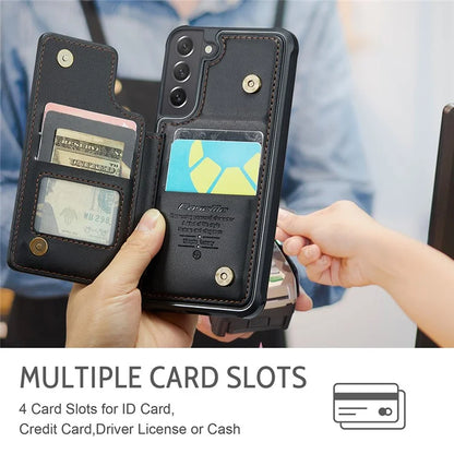 CASEME C22 Series for Samsung Galaxy S21 FE 5G Case RFID Blocking 4 Card Slots Phone Protective Cover